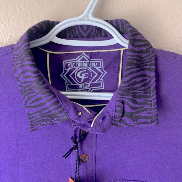 Cut Throat Golf Purple Animal Print Bamboo Golf Polo Shirt Size M NWT - Picture 8 of 11